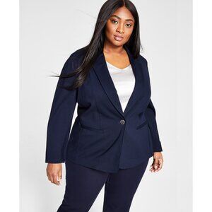Bar Iii Plus Size One Button Blazer JACKET, PLUS SIZE 1X Navy MSRP $119